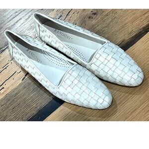 NWOT Rangoni Firenze Oleg Cream Napa Leather Woven Loafers Women’s Size 8